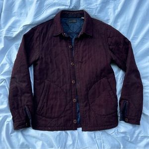 Scotch and Soda Maroon quilted herringbone wool jacket with quilted liner